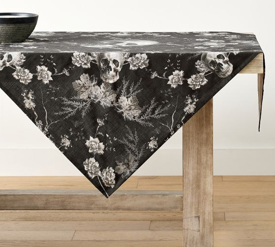 Skull Toile Organic Cotton Table Throw | Pottery Barn (US)