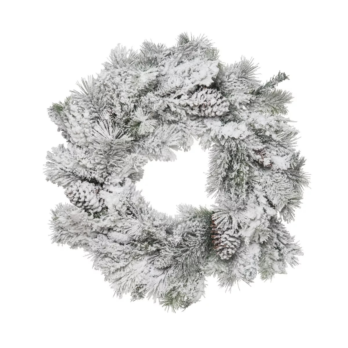 Transpac Artificial 28 in. White Christmas Frosted Pine Wreath | Target