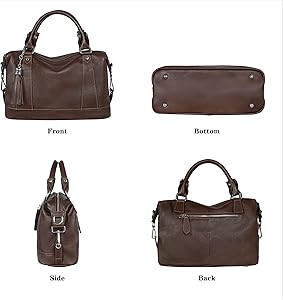 HESHE Womens Genuine Leather Purse Satchel Tote Bags Ladies Real Leather Bags Crossbody Handbags | Amazon (US)
