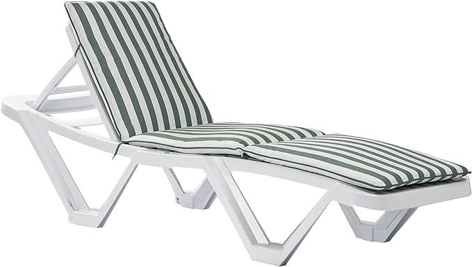 1x Green Stripe 180cm x 50cm Sun Lounger Cushion - Replacement Outdoor Garden Patio Sunbed Chair ... | Amazon (UK)