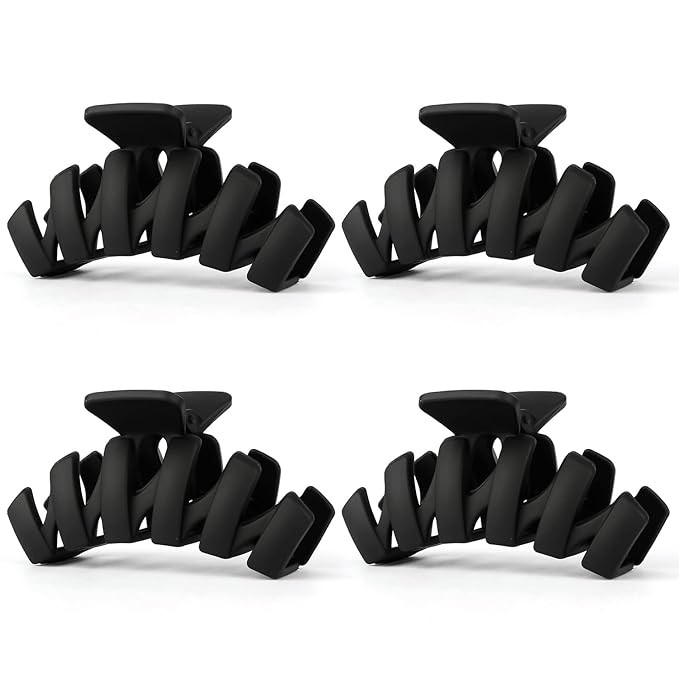 Amazon.com : SuPoo Black Hair Clips 4.33 Inch Hair Claw Clips Large Hair Clips for Women Thick Ha... | Amazon (US)