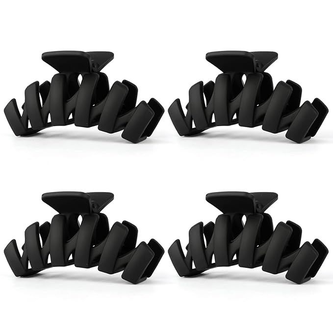 Amazon.com : SuPoo Black Hair Clips 4.33 Inch Hair Claw Clips Large Hair Clips for Women Thick Ha... | Amazon (US)