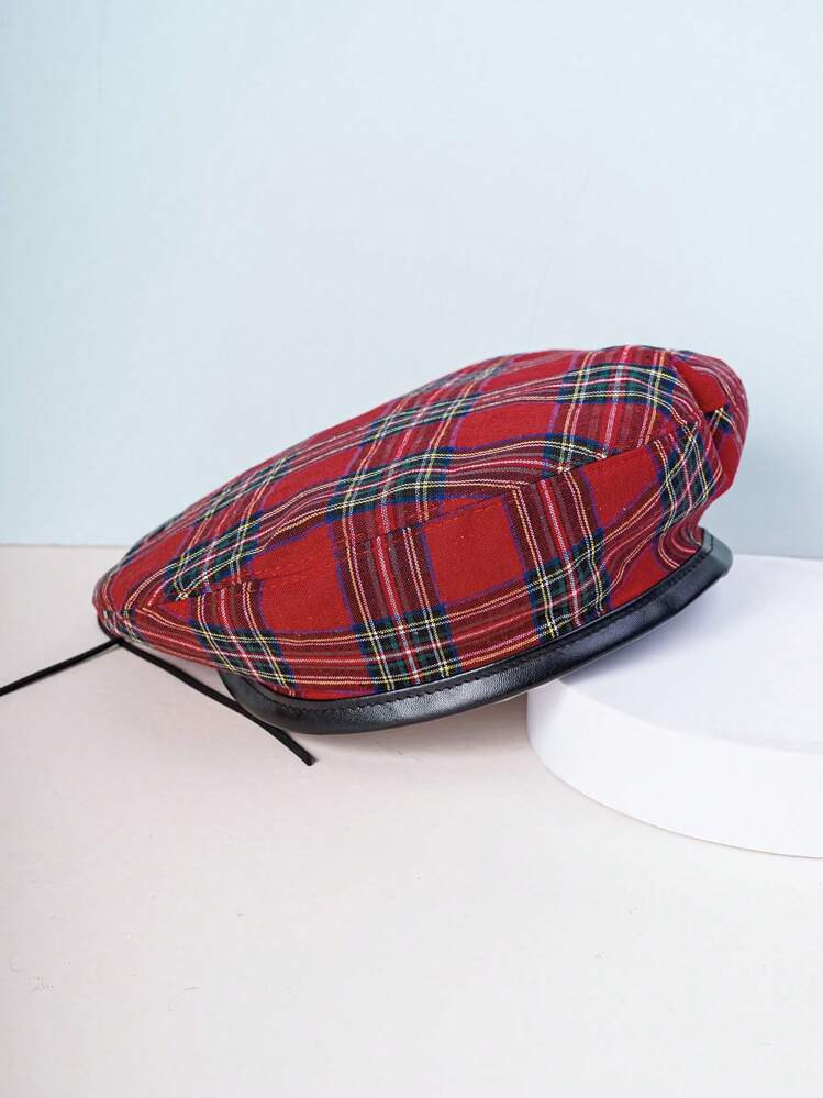 Trends1pc Unisex Y2K Style Plaid Beret Hat, Warm & Casual For Outdoor, Suitable For Daily Commute... | SHEIN