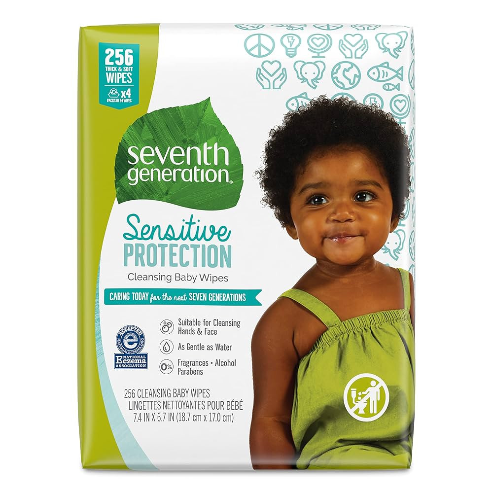 Seventh Generation Baby Wipes Refill With Tape Seal Sensitive Protection Unscented Baby Wipes 256... | Amazon (US)