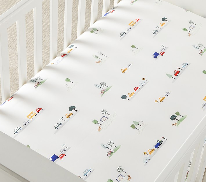Neighborhood Organic Crib Fitted Sheet | Pottery Barn Kids