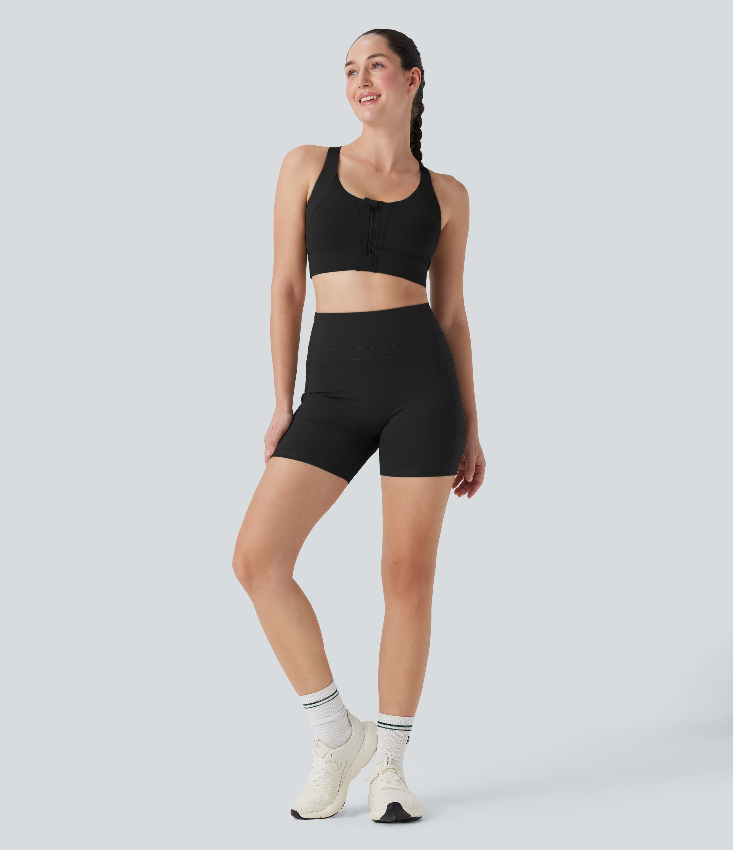 Halara High Waisted Training Biker Shorts 5'' with Pockets  - Black - XL biker shorts women black biker shorts womens biker shorts | HALARA