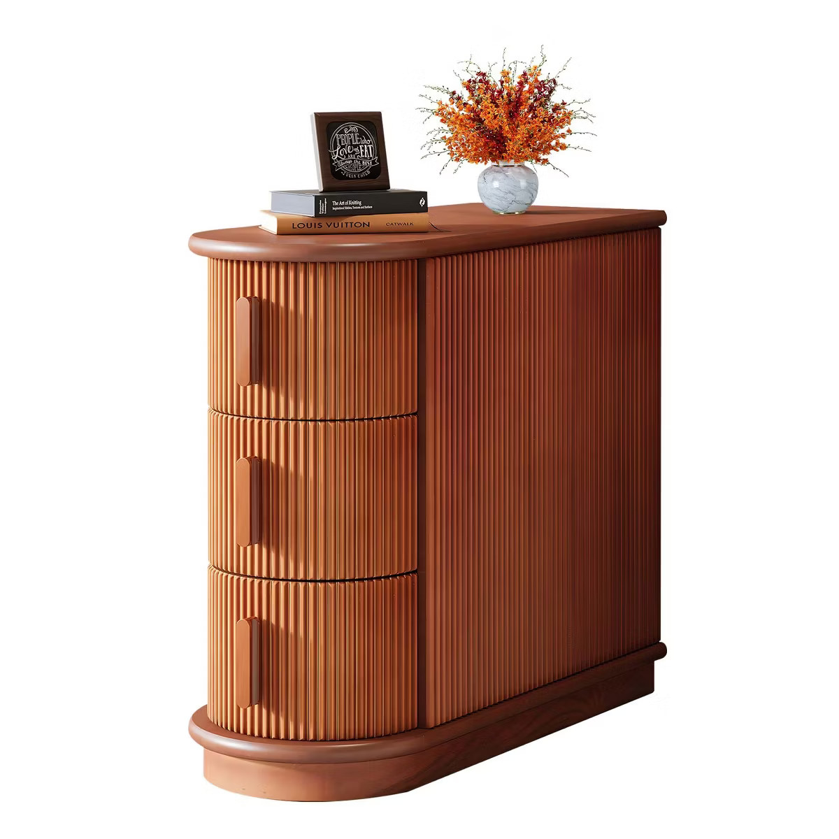 NicBex 23.62"Nightstand with 3 Drawers Modern Semi-oval Side Table with Wood Frame for Bedroom,Li... | Target