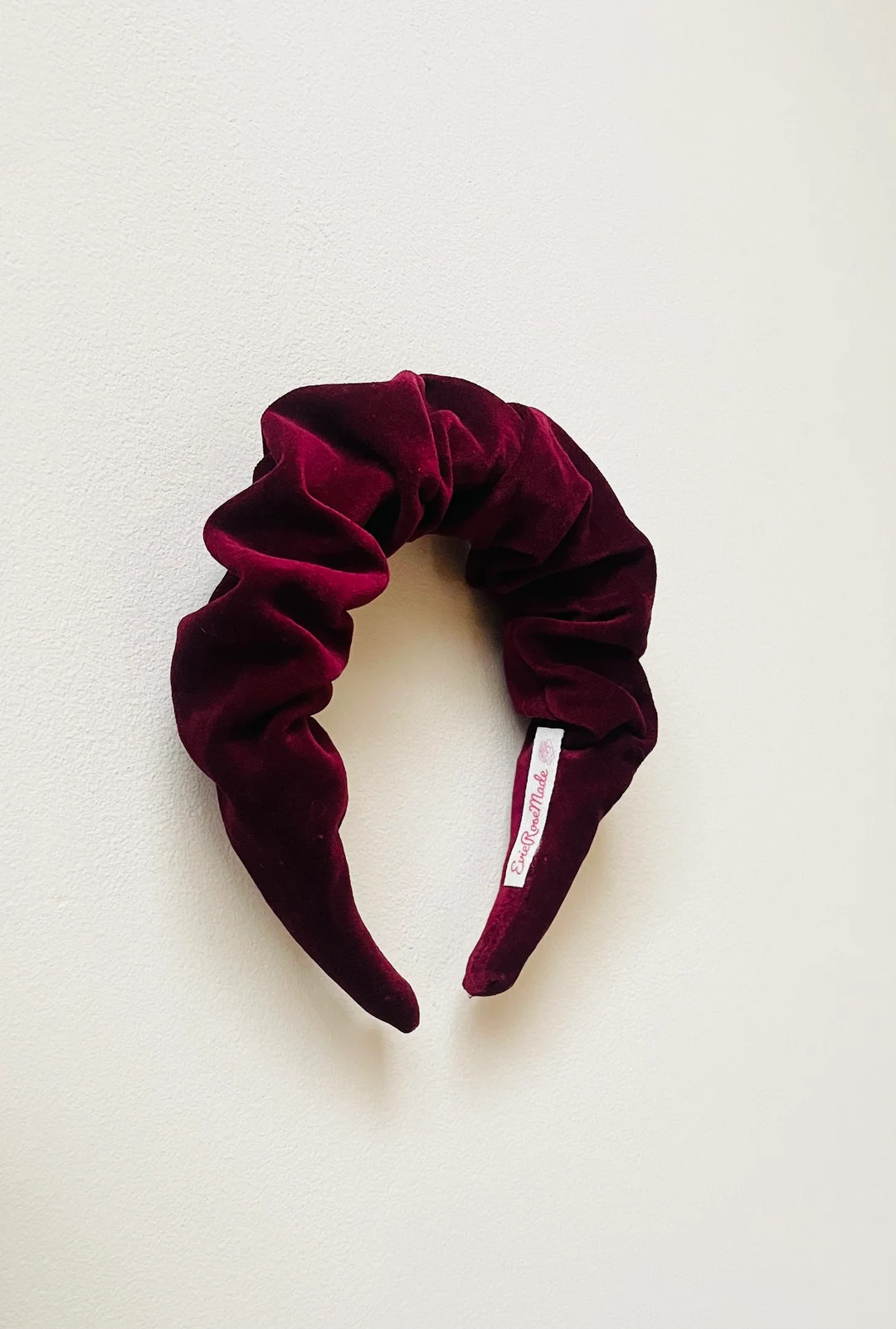 Burgundy Velvet Ruffle Ruched Headband Scrunchie Gathered - Etsy | Etsy (US)