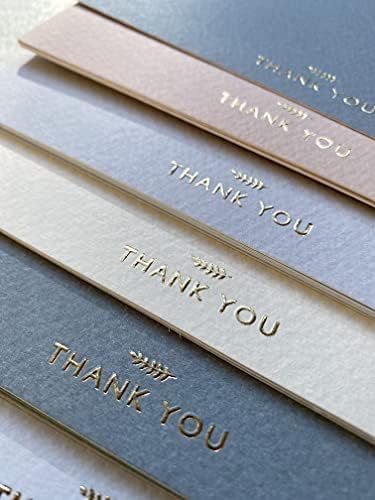 (36 Pack) Thank You Cards With Envelopes & Stickers - Elegant Dusty Blue Emboss Gold Foil Pressed... | Amazon (US)