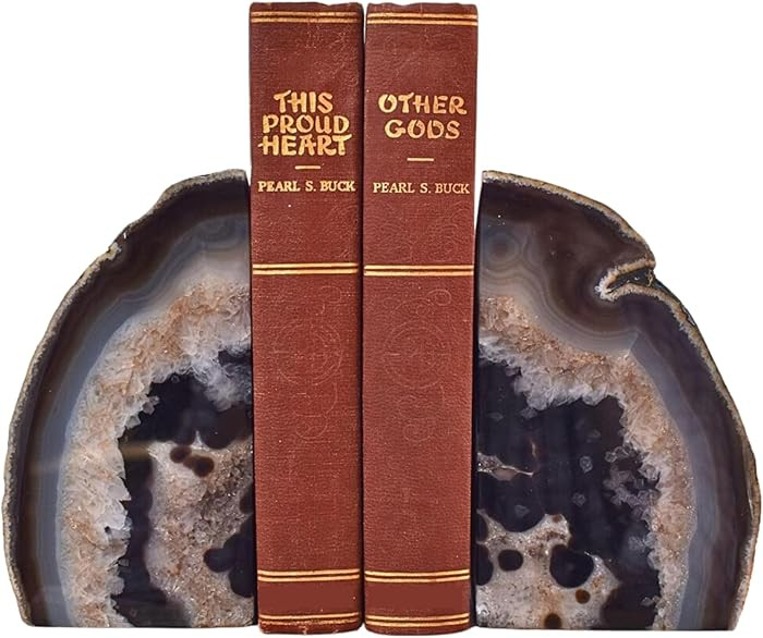 Nature's Decorations Agate Bookends - A Quality Natural Geode with Non-Skid Rubber Bumpers for Sh... | Amazon (US)