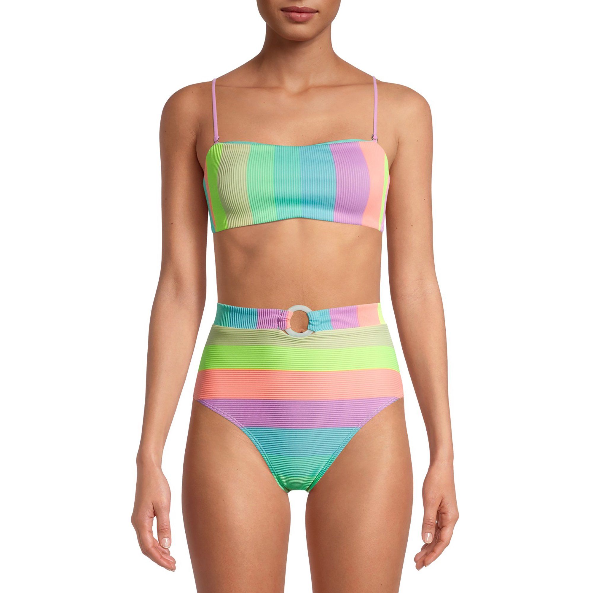 No Boundaries Juniors' Rainbow Stripe Bandeau Top | Walmart (US)