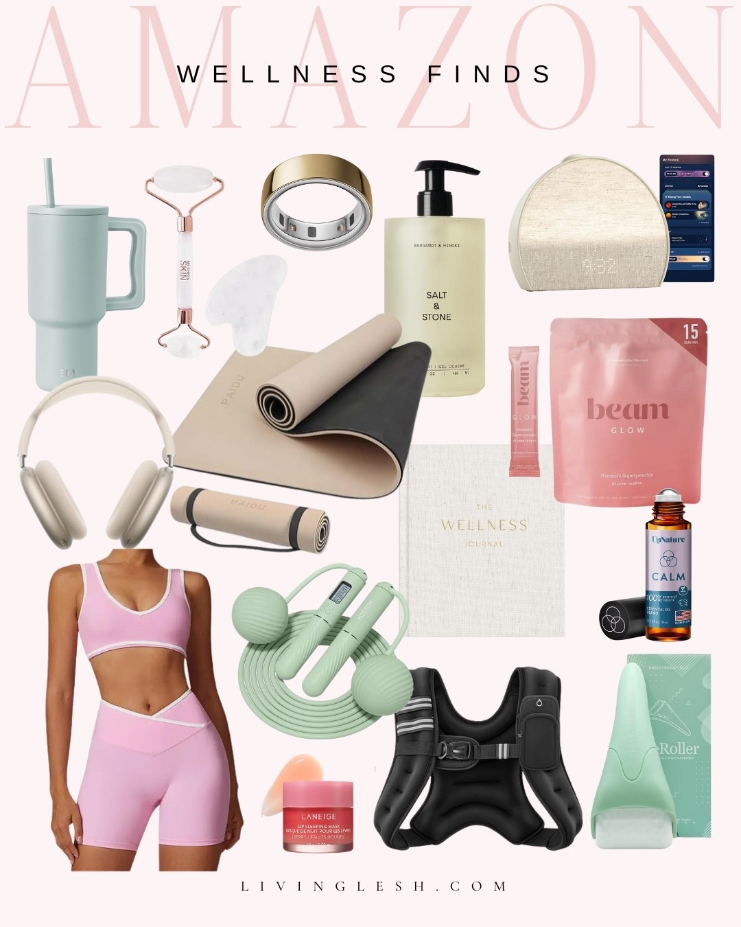 Amazon wellness finds | Health & wellness | Wellness routine | Ice roller | Wellness journal | Calm essential oil | Sleep routine | Essential oils | Face roller | Stress relief | Fitness tracker | Body wash | Noise cancelling headphones | Skipping rope | Yoga mat | Workout outfits | Lip sleeping mask | Weighted vest

#LTKHome #LTKSaleAlert #LTKFindsUnder50