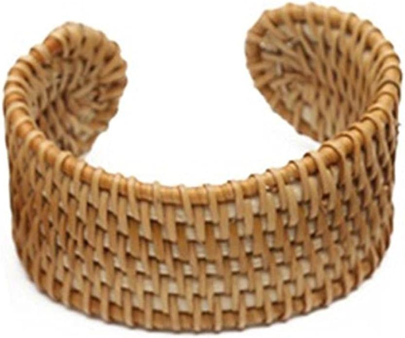 Natural Rattan Bracelet Handmade Lightweight Straw Wicker Braid Woven Bangle Bracelet Ethnic Chun... | Amazon (US)