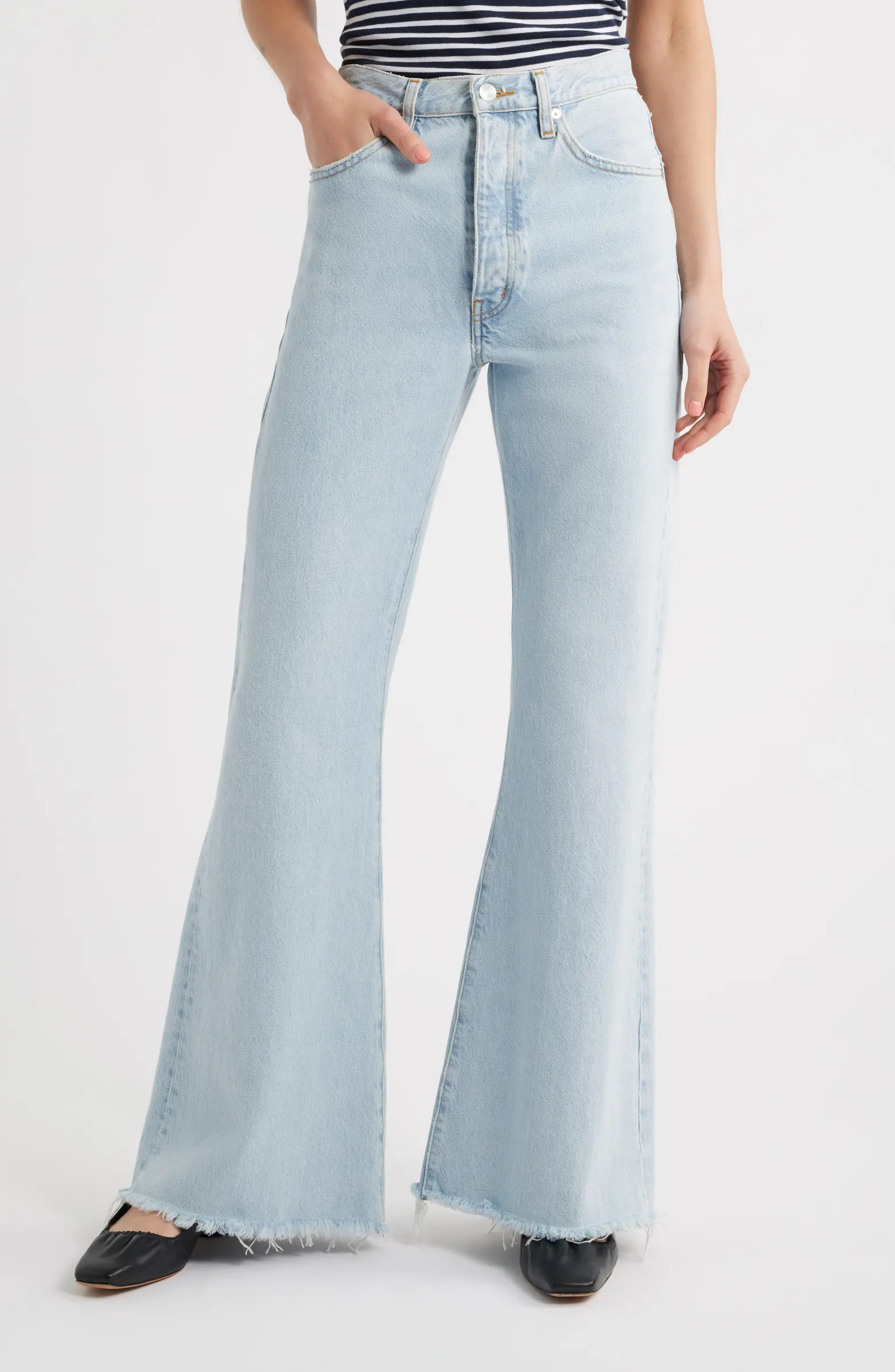 FRAME The Lax Frayed High Waist Flare Jeans | Nordstrom | Nordstrom