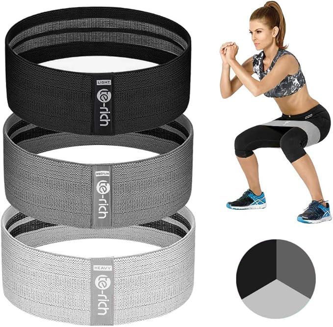 Te-Rich Resistance Bands for Legs and Butt, Fabric Workout Bands, Women/Men Stretch Exercise Loop... | Amazon (US)