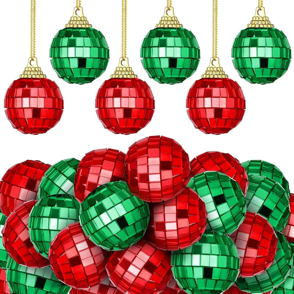 24 Pieces Mini Disco Ball Ornaments Disco Ball 70s Party Decor Cake Topper Hanging Reflective Dis... | Amazon (US)