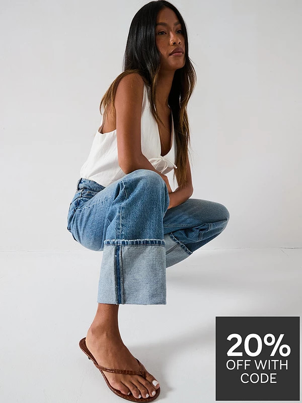 V by Very Deep Turn Up Hem Jeans - Mid Wash | Very (UK)