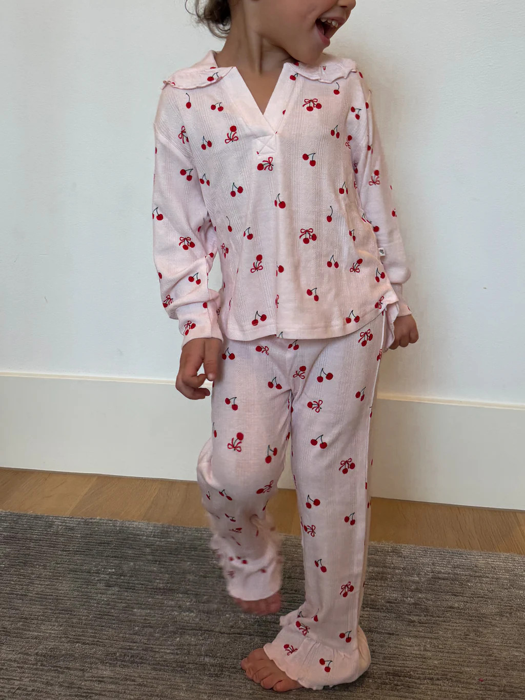 Kids Cherry Pointelle Ruffle Set | Tiny Talulah | Shop Talulah