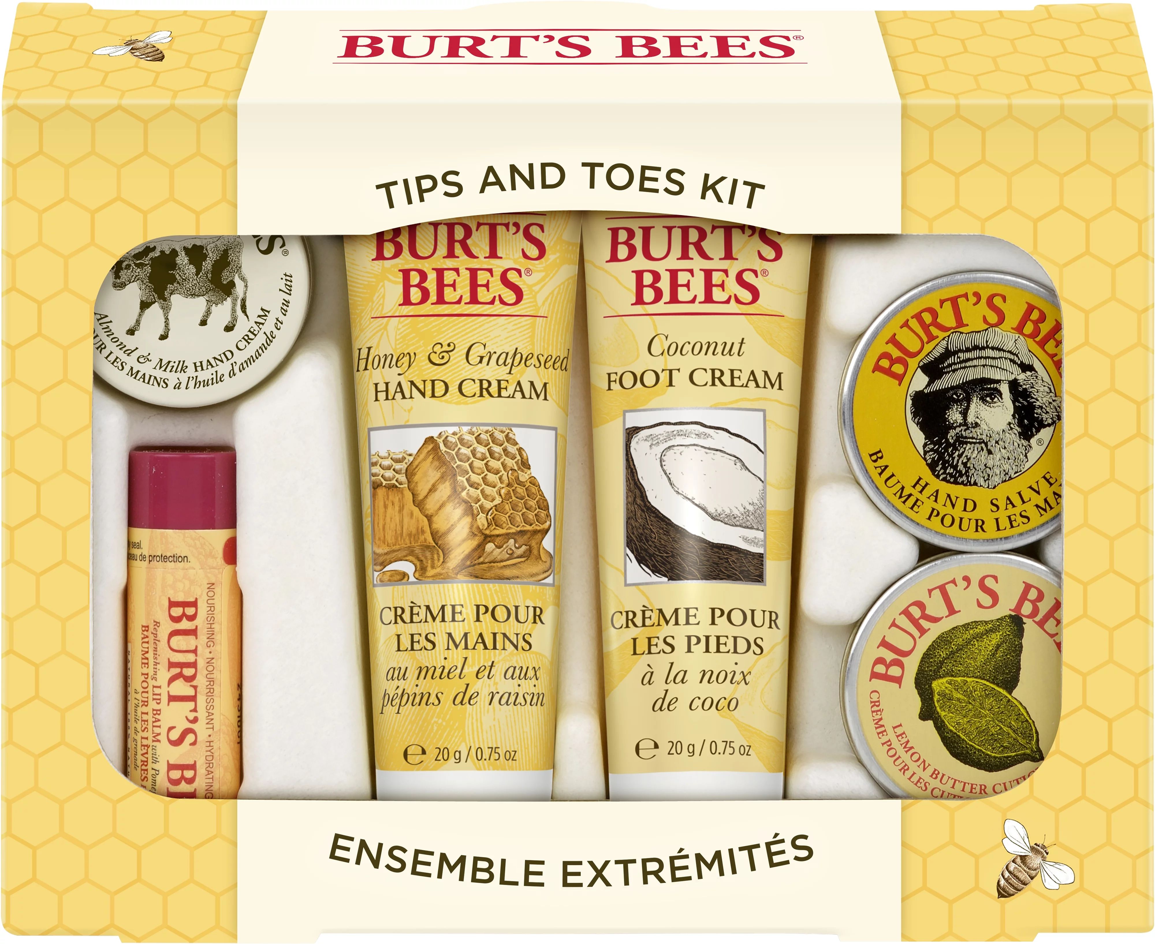 Burt's Bees Tips and Toes Gift Set, 6 Travel Size Products in Gift Box - 2 Hand Creams, Foot Crea... | Walmart (US)