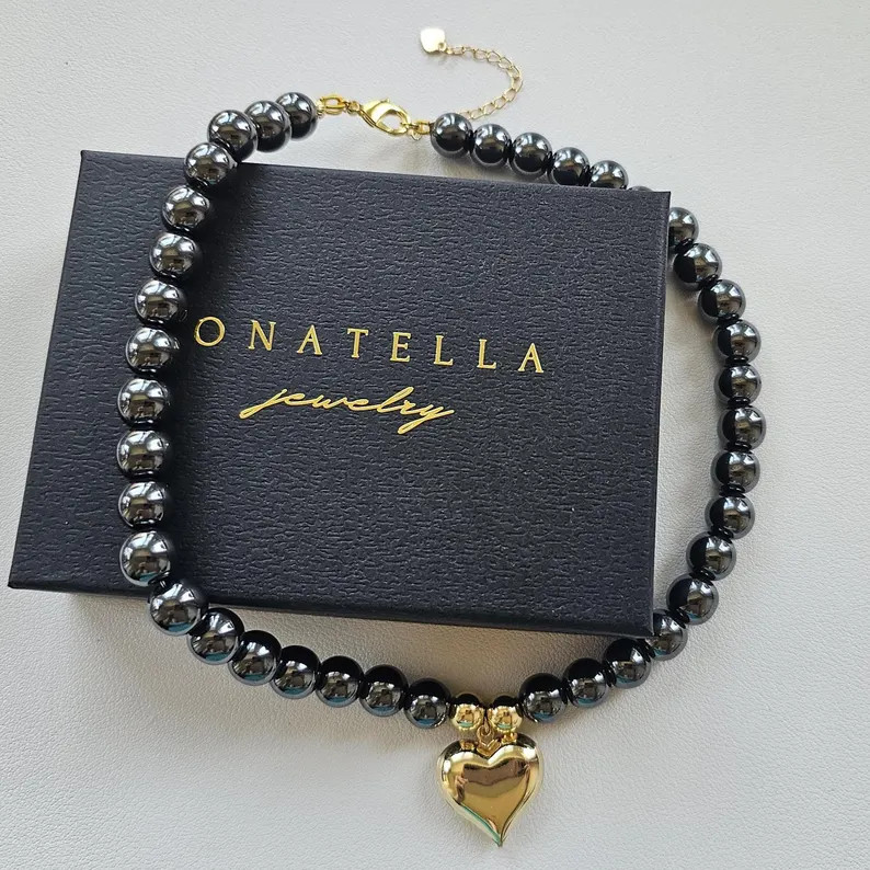 Bora-Bora large black hematite beads necklace by Donatella | Etsy (Global)