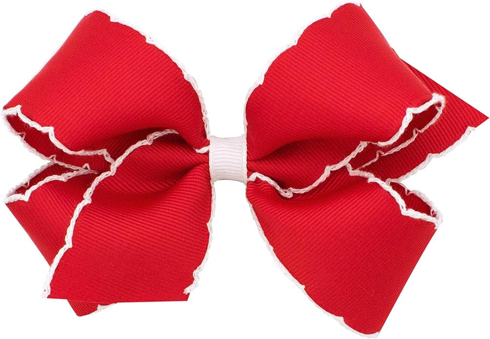 Wee Ones Baby Girls' Medium Classic Grosgrain Moonstitch Hair Bow on a WeeStay Clip | Amazon (US)