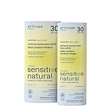 Bundle of ATTITUDE Mineral Sunscreen Face and Body Stick for Sensitive Skin, SPF 30, EWG Verified, Plastic-Free, Broad Spectrum UVA/UVB Protection with Zinc Oxide, Vegan, Unscented | Amazon (US)