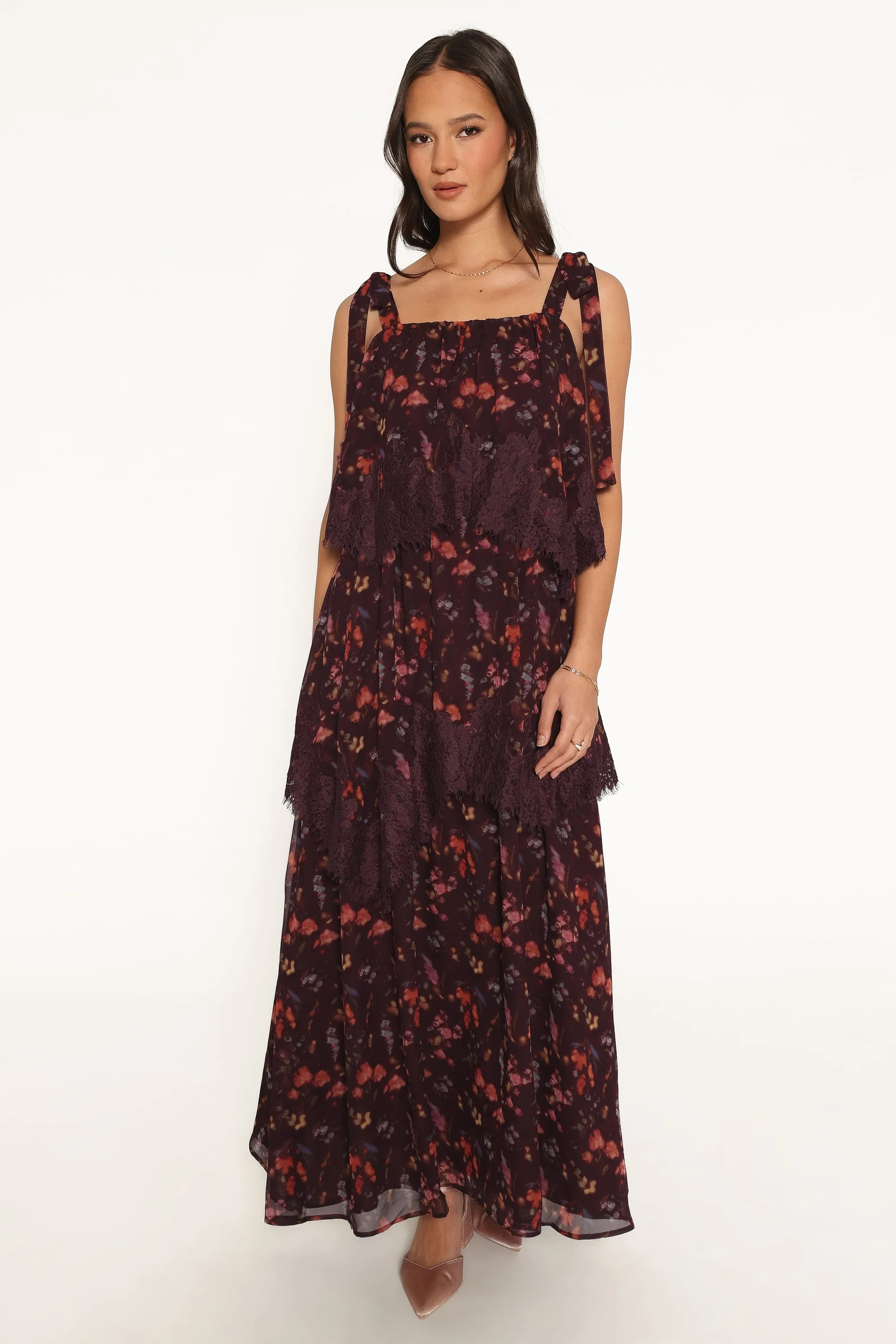 Lunella Maxi Dress - Plum Blurred Floral | Petal & Pup (US)