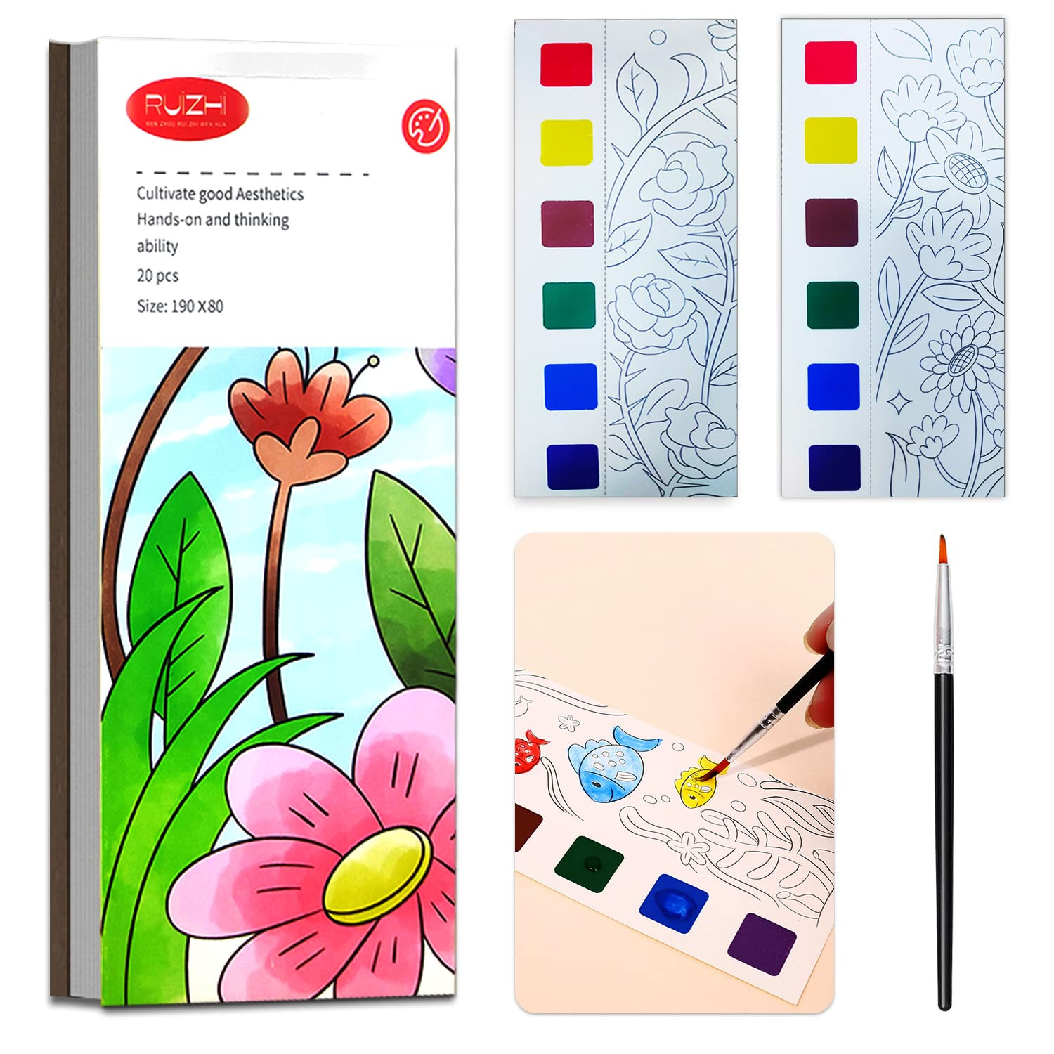 JUNQIU Watercolor Coloring Books for Kids Ages 4-8, Pocket Watercolor Painting Book for Toddlers,... | Amazon (US)