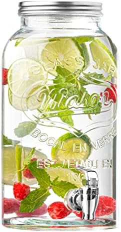 Square Glass Drink Dispenser for Parties - Stainless Steel Spigot + Marker & Label - 100% Leakpro... | Amazon (US)