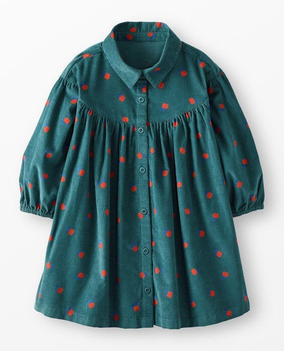 Girls' Apples On Everglade Corduroy Button-Front Dress with Pockets in 100% Combed Cotton - Size Little Kids 5 by Hanna Andersson | Hanna Andersson