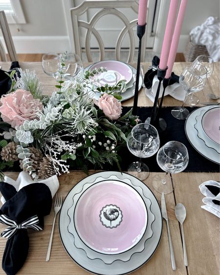 Sharing my stunning Pink, Black, and White Tablescape with Vista Alegre Herbariae Dinnerware Collection. 

#LTKhome #LTKSeasonal #LTKfamily