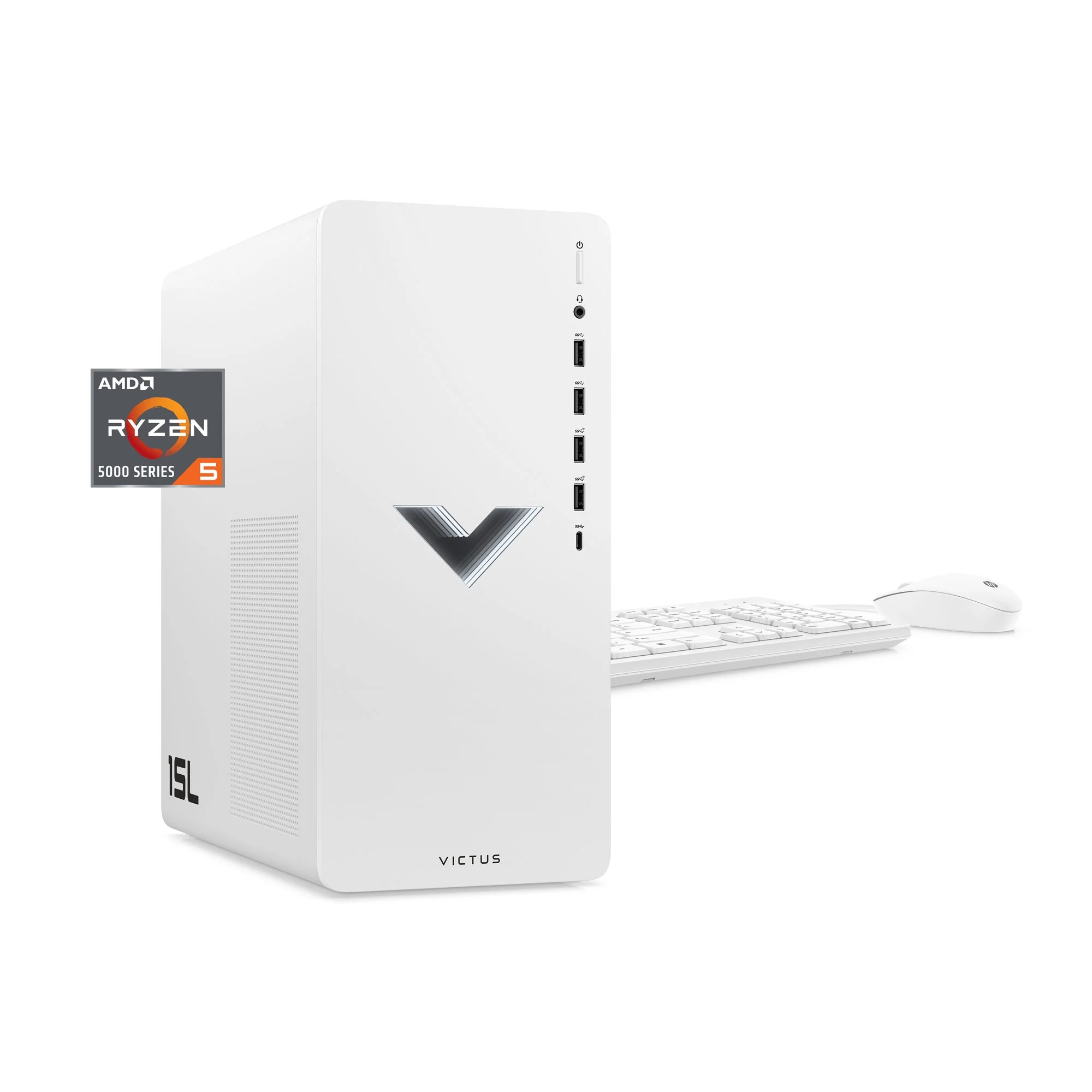 HP Victus 15L Gaming Desktop PC, AMD Ryzen 5 5600G, AMD RX6400, 8GB RAM, 512GB SSD, Ceramic White... | Walmart (US)