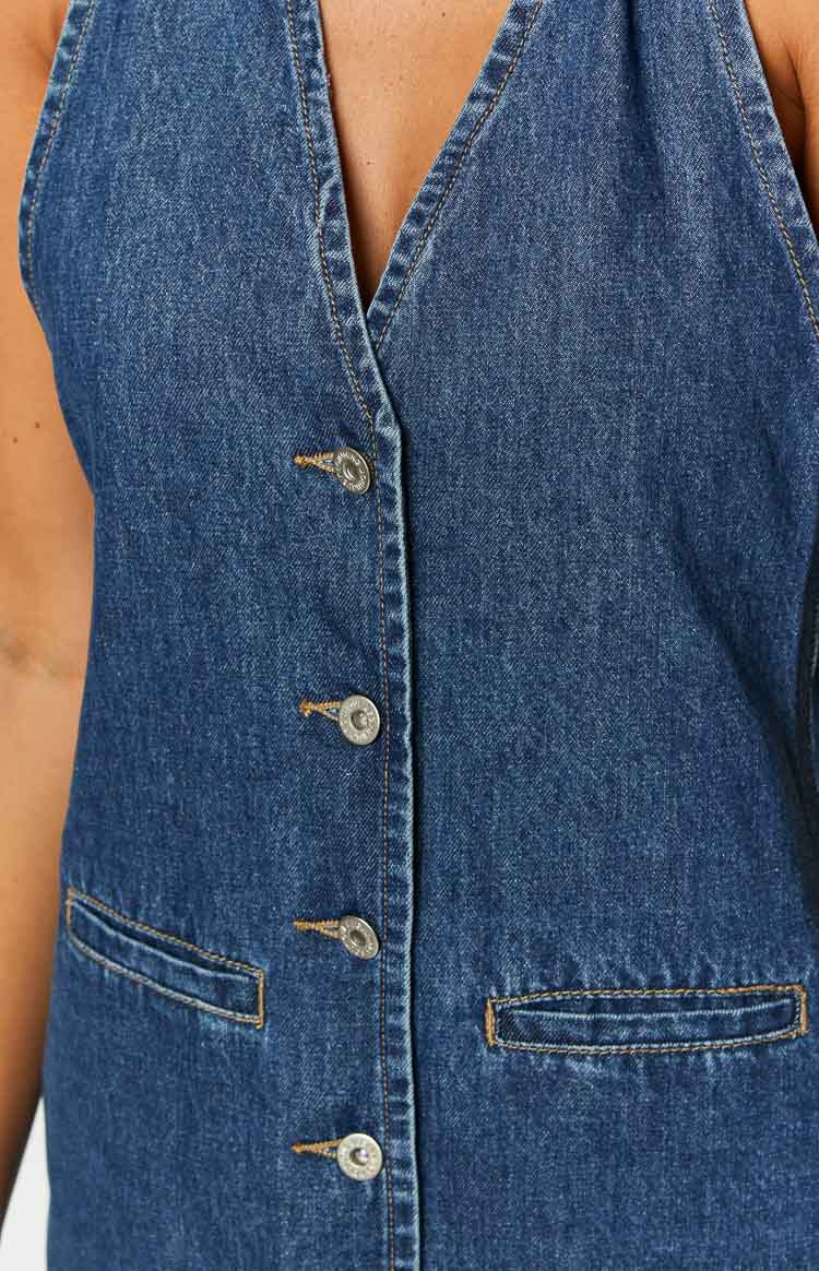 Corbin Denim Halter Neck Mini Dress | Beginning Boutique (US)