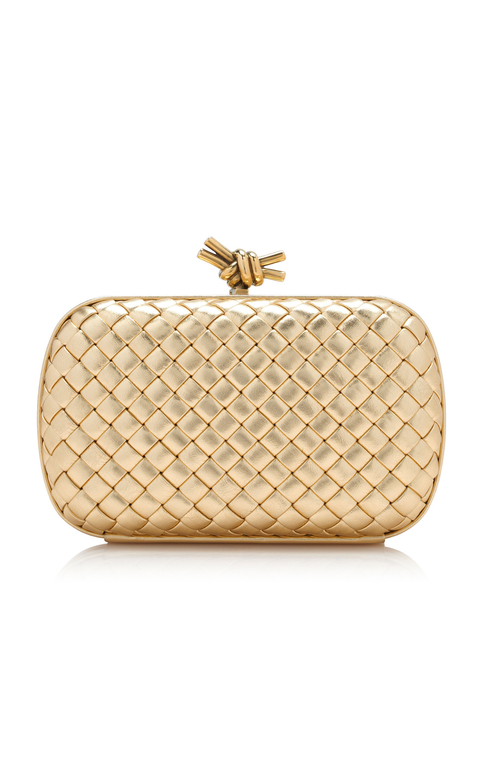 Bottega Veneta - Knot Intrecciato Metallic-Leather Minaudiere - Gold - OS - Moda Operandi | Moda Operandi (Global)