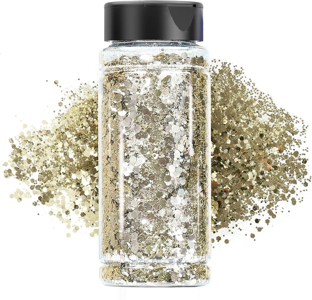 DREAMEDIY Chunky Glitter, Champagne Gold Craft Glitter Powder Mixed Chunky & Fine Flakes Iridesce... | Amazon (US)