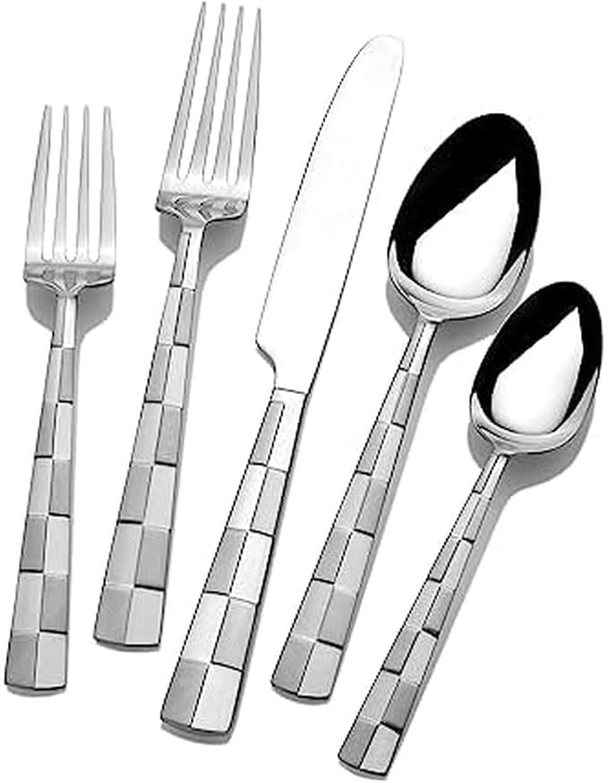 International Silver 5108515 Checkered Frost Stainless Steel Flatware, 20-Piece Set, Service for ... | Amazon (US)