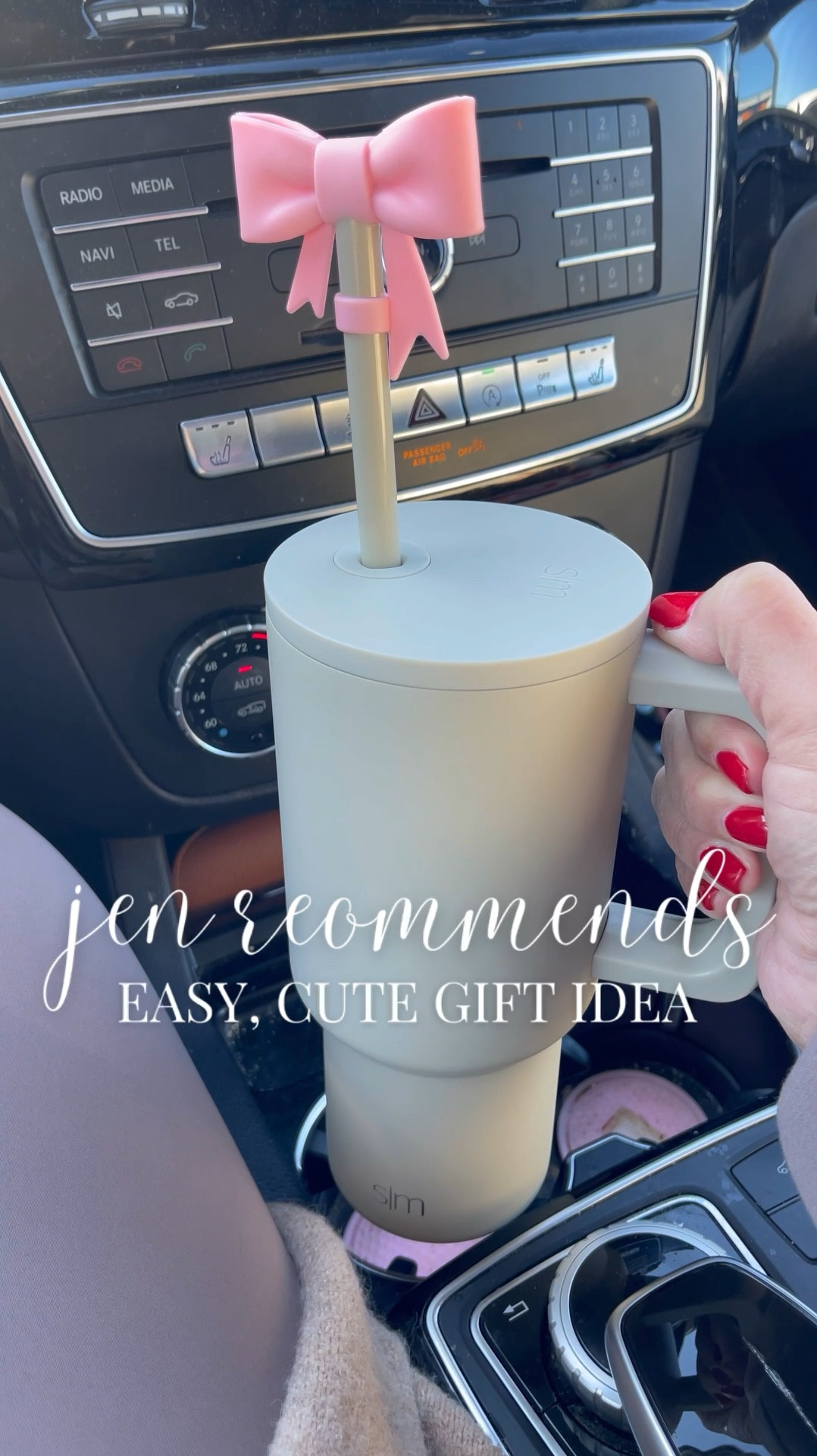 Super cute stocking stuffer or gift for her! These oversized pink bow straw toppers are darling and come in other colors, too. Add these to teacher gifts, gifts for friends, or take them to a Dirty Santa or White Elephant exchange! This neutral Simple Modern tumbler also makes a great gift under $30. 

#LTKGiftGuide #LTKFindsUnder50 #LTKHoliday