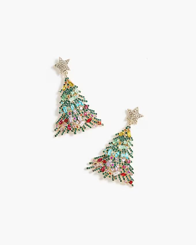 Christmas tree crystal pavé statement earrings | J.Crew Factory
