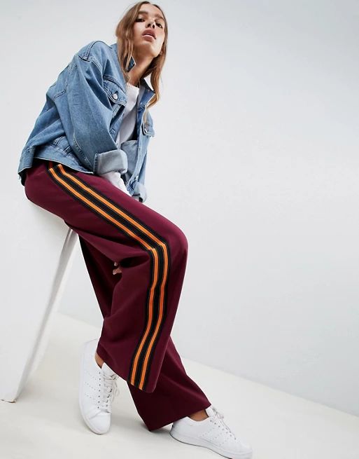 ASOS DESIGN Tailored Color Block Track Pant with Wide Leg | ASOS US