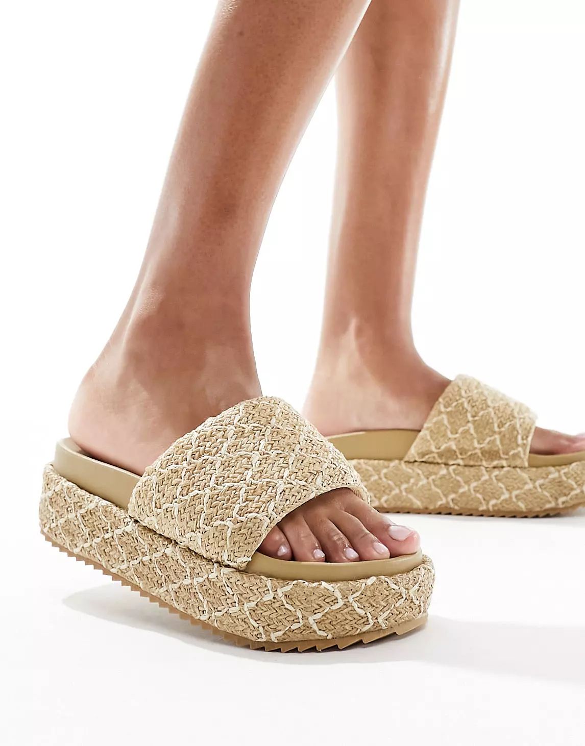 ASOS DESIGN Festival flatform sandals in natural weave | ASOS (Global)