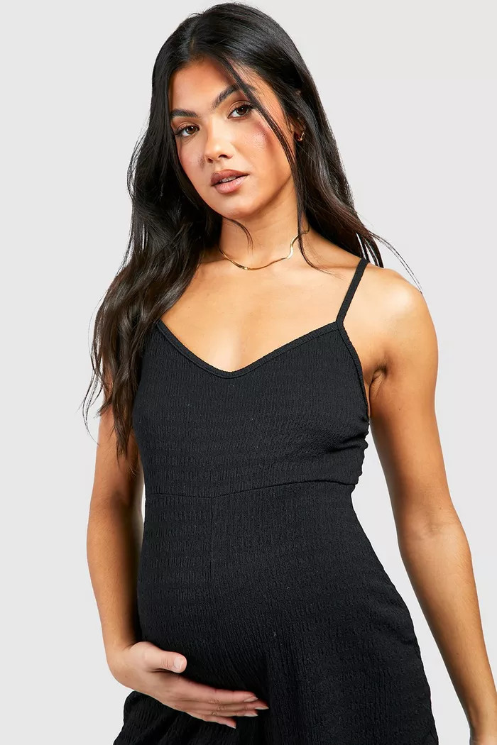 Maternity Textured Culotte Jumpsuit | boohoo (US & Canada)