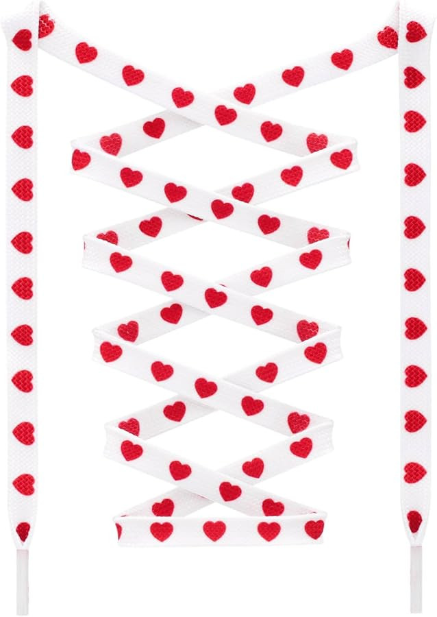 Colored Flat Shoe laces: 2 Pair Heart Printed Shoelaces for Sneakers boot | Amazon (US)