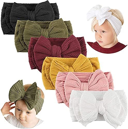 Makone Handmade Baby Headbands with Bows Stretchy Nylon Headbands for Infant Baby Girls | Amazon (US)