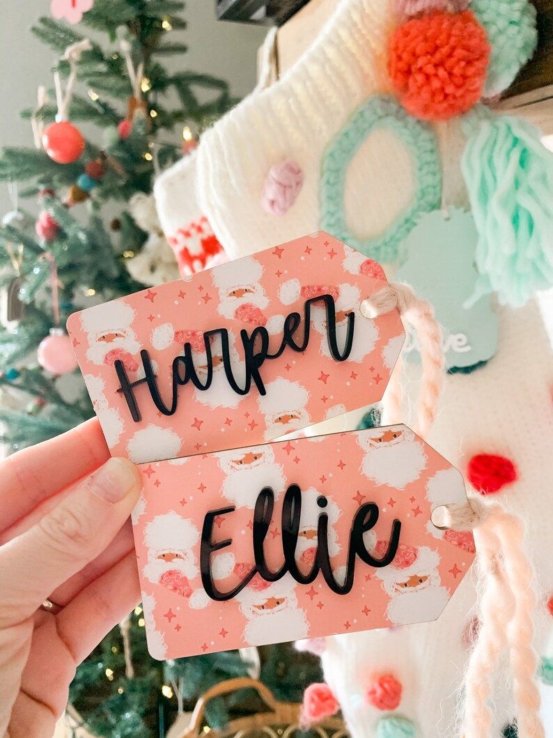 Santa Stocking Tag Retro Stocking Tag Christmas Stocking Tag Ornaments Gift Tag | Etsy (US)