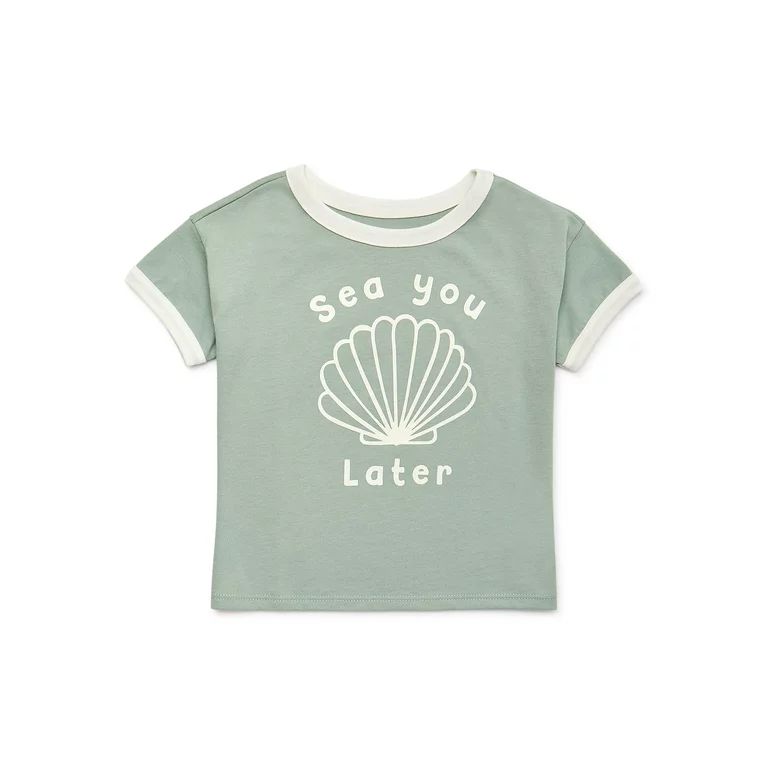 Garanimals Toddler Girls Short Sleeve Graphic Ringer Tee, Sizes 12M-5T | Walmart (US)