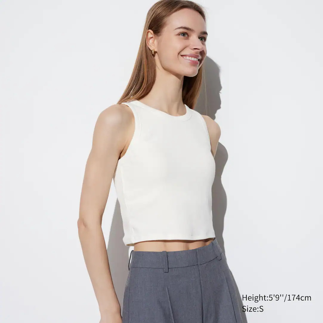RIBBED CROPPED FIT SLEEVELESS BRA TOP | UNIQLO (UK)