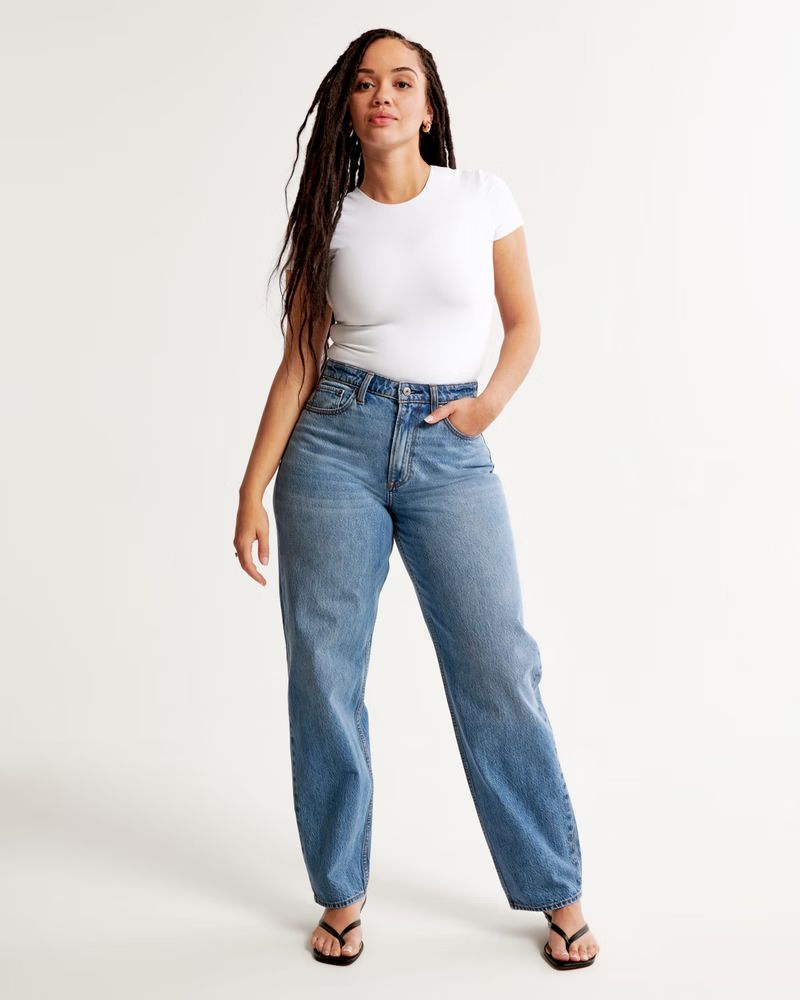 Curve Love High Rise Taper Jean | Abercrombie & Fitch (US)