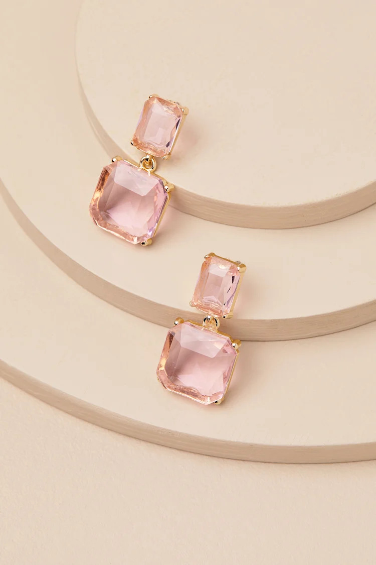 Alvilda Pink Rhinestone Drop Earrings | Lulus