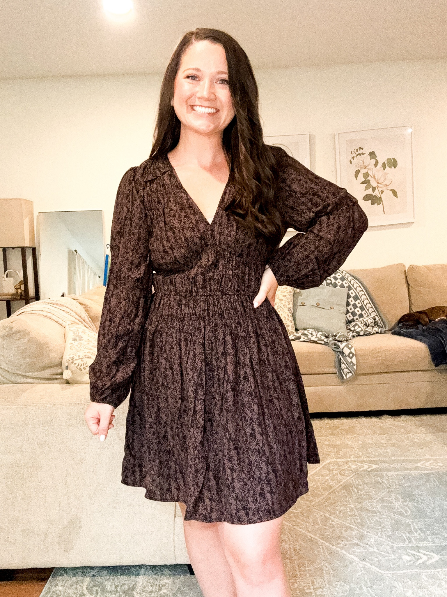 Fall dress. Fall style. Brown and black dress 