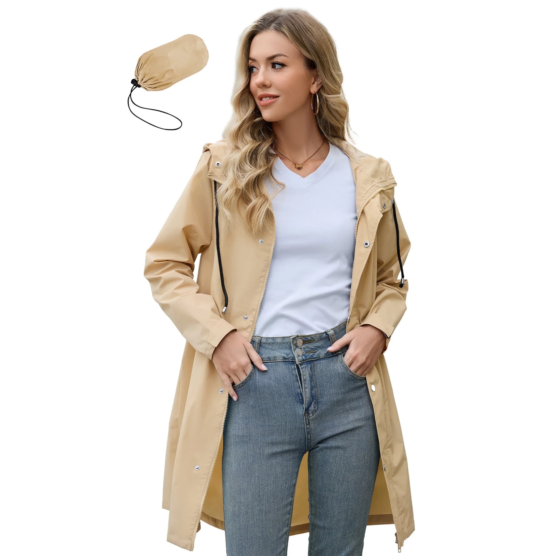 American Trends Womens Rain Jacket Long Waterproof Rain Jacket Women Lightweight Womens Raincoat ... | Walmart (US)